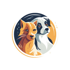 Cat and dog logo vector. flat vector illustration i