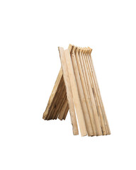Wood plank, wooden split in half dried isolated on white background. This has clipping path.