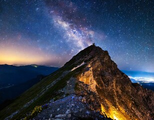 Nuit étoilée montagne sommet ciel splendide