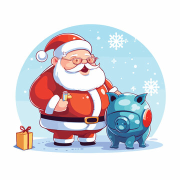 Christmas card with the image of Santa-Cyborg