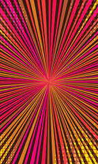 Colorful radial stripes wallpaper. Bright radial lines comic background