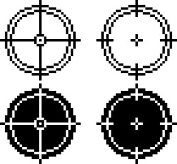 pixel art target and aim icon set