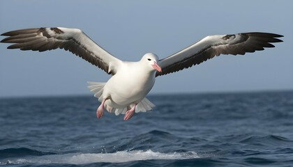 Fototapeta na wymiar An Albatross With Its Wings Spread Wide Preparing Upscaled 2
