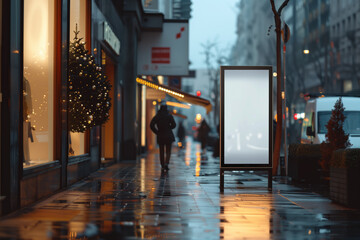 Fototapeta premium City street with blank billboard