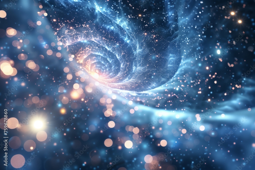 Poster digital art of a cosmic spiral amidst stardust in the milky way galaxy. a celestial and abstract rep