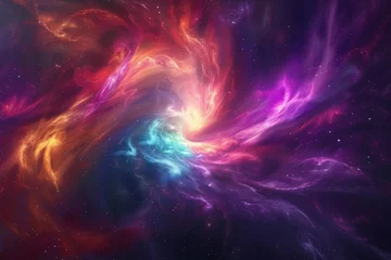 Poster Vibrant interstellar clouds radiate with vivid hues in a dynamic cosmic scene © Татьяна Евдокимова