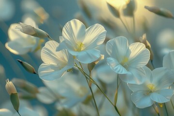 Serene White Flowers in Soft Light - Beauty in Nature Floral Background Concept
