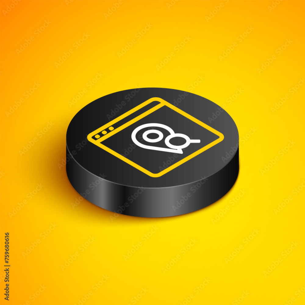 Poster isometric line infographic of city map navigation icon isolated on yellow background. mobile app int
