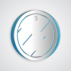 Paper cut Cutting board icon isolated on grey background. Chopping Board symbol. Paper art style. Vector