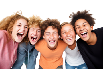 Happy Friends Gathered Together Smiling and Laughing,Isolated on a transparent background.