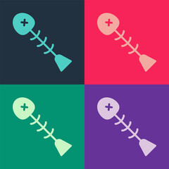 Pop art Dead fish icon isolated on color background. Vector