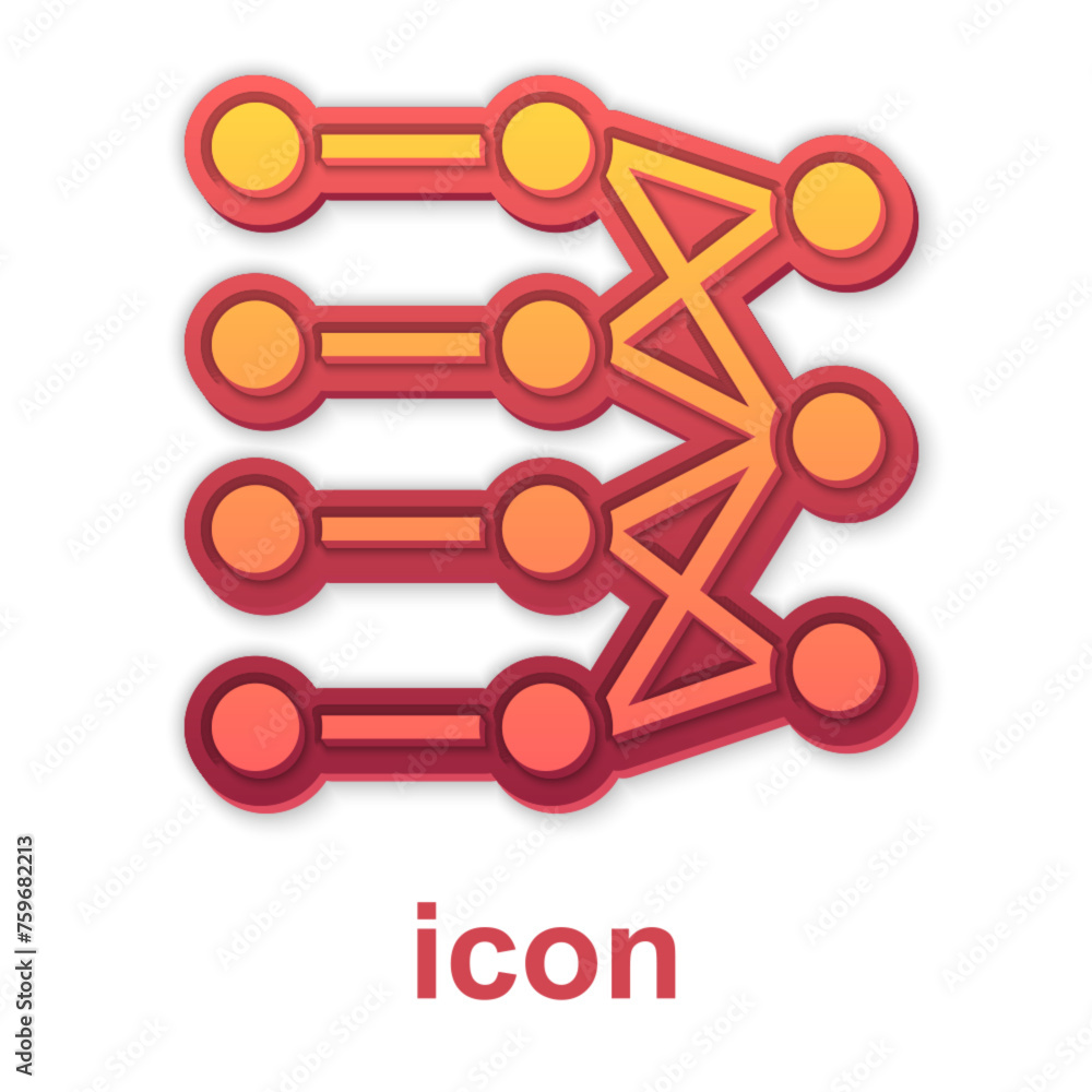 Poster gold neural network icon isolated on white background. artificial intelligence ai. vector