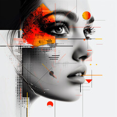 Fashion portrait of beautiful woman with bright make up.