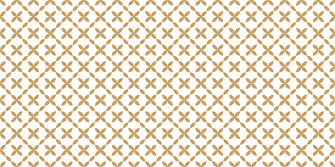 Elegant seamless pattern of gold flowers form in square rhombus for luxurious fabric, wallpaper, or gift wrap.