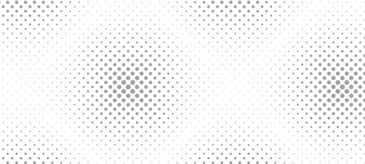 Grey dotted halftone pattern banner background.