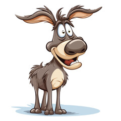 Confused cartoon donkey. Vector clip art illustration