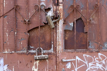 Closed metal padlock. Protection concept.