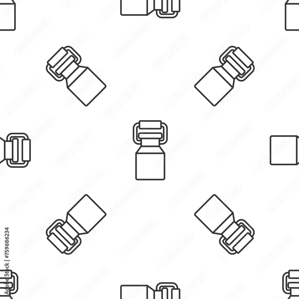 Poster grey line can container for milk icon isolated seamless pattern on white background. vector