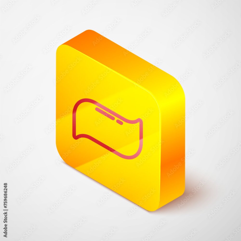 Poster isometric line toothpaste icon isolated on grey background. yellow square button. vector