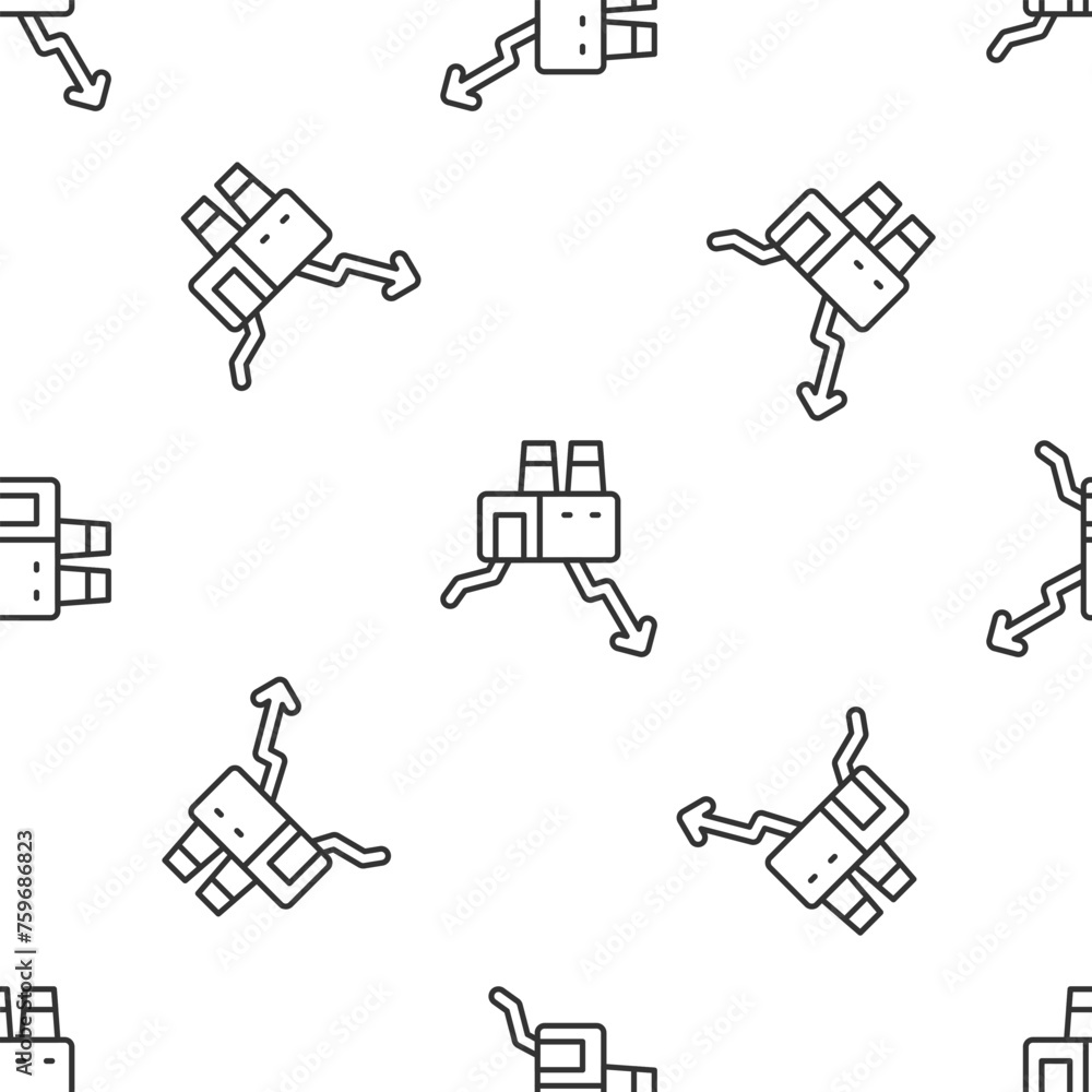 Poster grey line shutdown of factory icon isolated seamless pattern on white background. industrial buildin