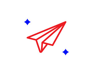 paper plane illustration in line style design. Linear illustration.	