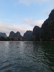 Vietnam Ninh Binh, Natural river view during a boat tour of Trang An Grottoes in Ninh Binh