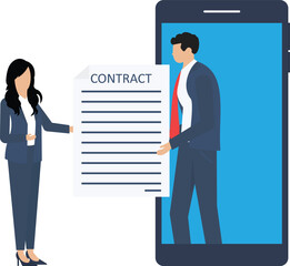 AdobBusiness Contract and deal, Agreement sign contract and paperwork for banking loan, Mortgage or government policy concept,e Illustrator Artwork