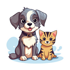 Cute cartoon cat and dog. Both in separate layers 