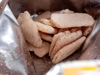 freshly opened snacks from packaged and ready to eat,selective focus