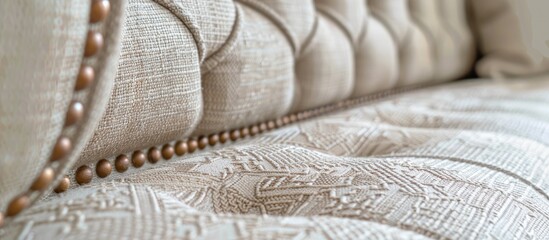 Sofa decorative seam detail in upholstery furniture production.