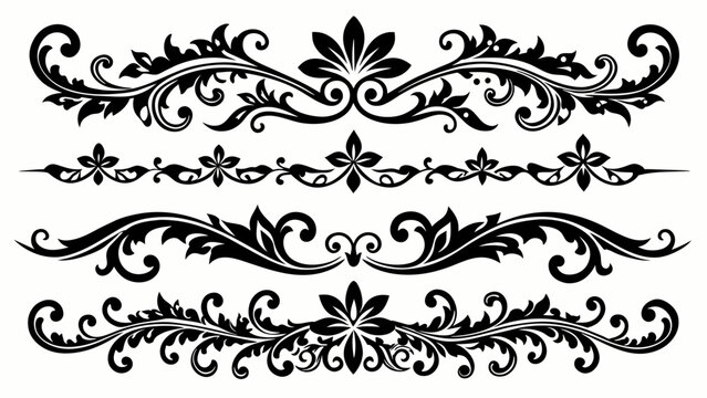 black ornamental borders collection silhouette art