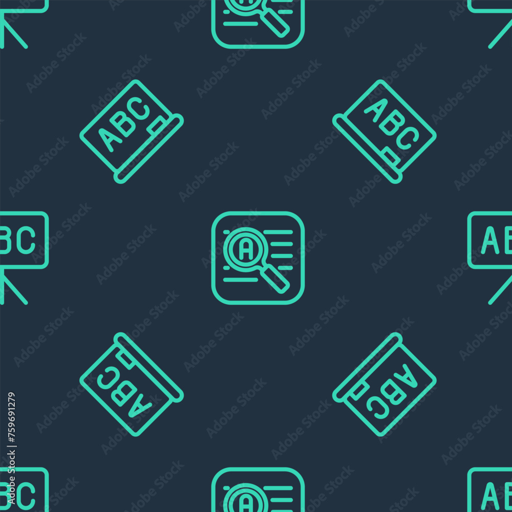 Poster set line translator, chalkboard and on seamless pattern. vector