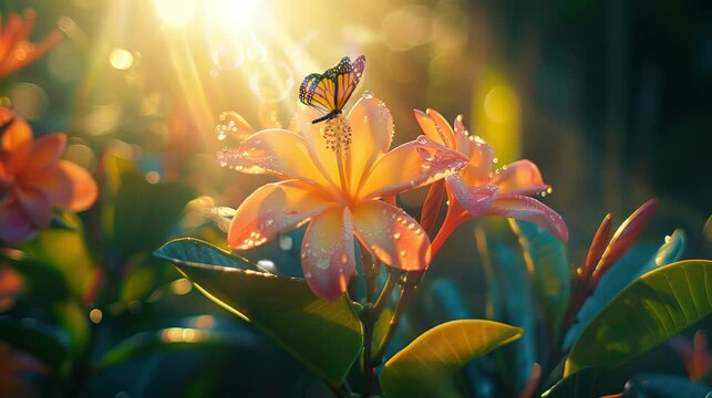 frangipani flowers are very beautiful and beautiful. seamless looping time-lapse virtual 4k video Animation Background.