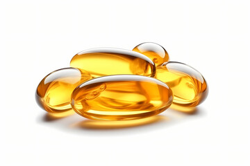 Group of Fish Oil Capsules on White Background
