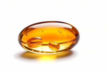 Close-up pile of golden capsules with omega-3 fish oil
