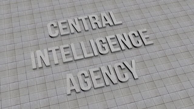 Central Intelligence Agency Name on the Floor. CIA 3D Text Rotating Animation.