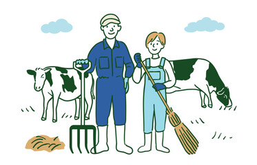 酪農農家の夫婦　男性　女性