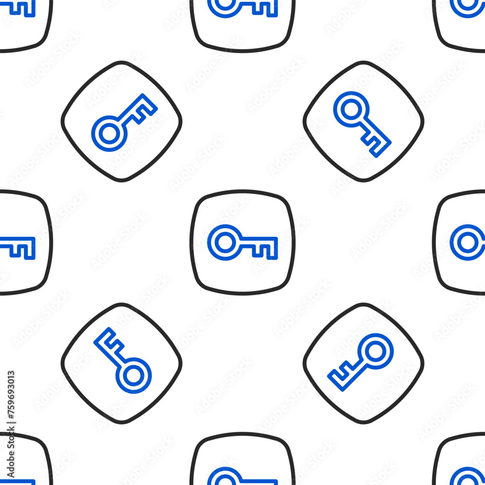 Poster line key icon isolated seamless pattern on white background. colorful outline concept. vector