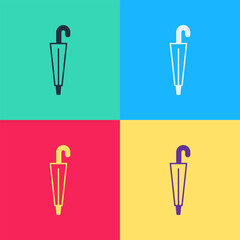 Pop art Classic elegant umbrella icon isolated on color background. Rain protection symbol. Vector
