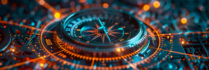 The digital compass: A strategic explorer for businesses, Vision crisis, Mission path, Agency creative, Digital strategy, Market decision, Achievement strategy, Financial stock, Company vision - obrazy, fototapety, plakaty