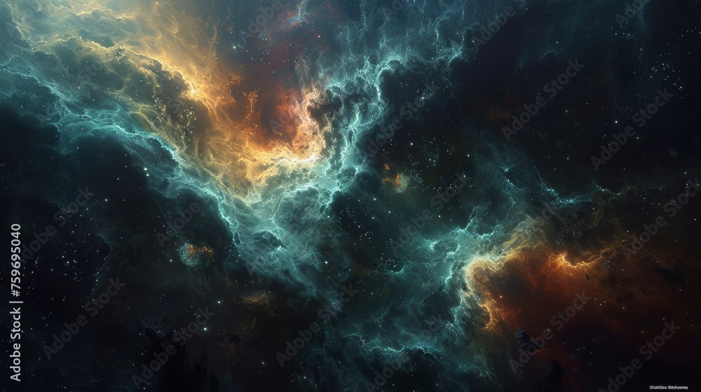 Poster abstract space adventure meets zombie apocalypse: a dynamic digital artwork blending the eerie suspe
