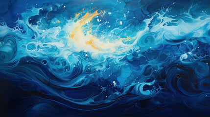 Obraz premium Abstract Dive Into the Deep Blue Background Ai Generative