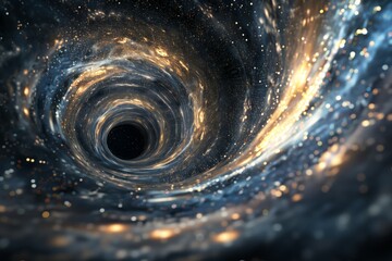 Artistic depiction of a black hole swirling in a sea of stars, capturing the mystery of space - obrazy, fototapety, plakaty