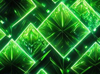 Green neon diamonds shape abstract wallpaper