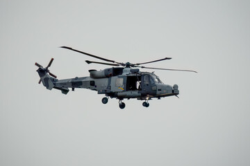British army AgustaWestland ZZ524, Wildcat AH1, 661 Squadron Army Air Corps in low level flight, Wilts UK © Martin