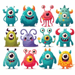 Fotobehang Monster Free vector cheerful alien monster cartoon character with open mouth