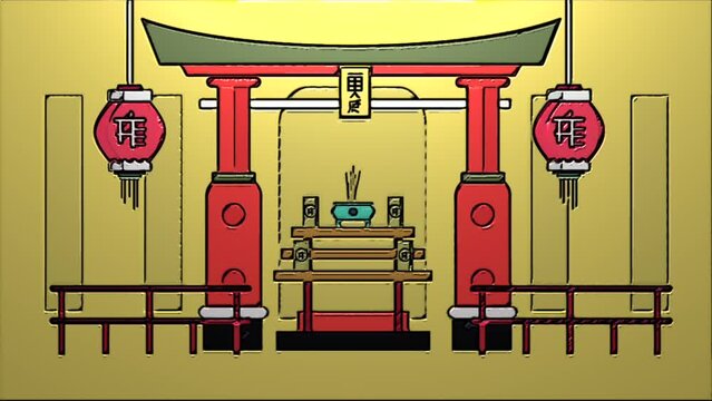 Video animation of a place , namely shrine