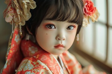 A child that looks like a porcelain doll.