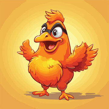 Dabbing cartoon chicken. Vector clip art illustration
