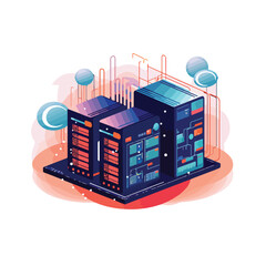 Data center technology flat vector illustration 